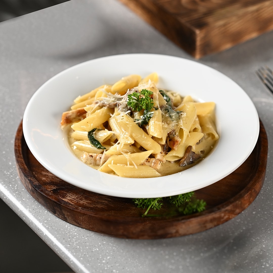 Roasted Garlic and Mushroom Penne
